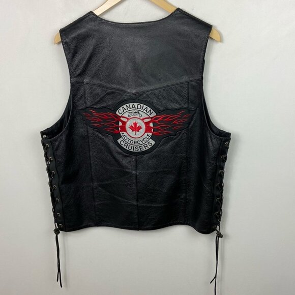 Genuine Leather Motorcycle Vest Black Cruisers Size Medium Canadian Moto Jacket‎ - Picture 4 of 15